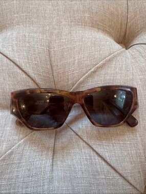 Vintage 90s Gianni Versace Tortoiseshell Rectangular Sunglasses with Dark Lenses